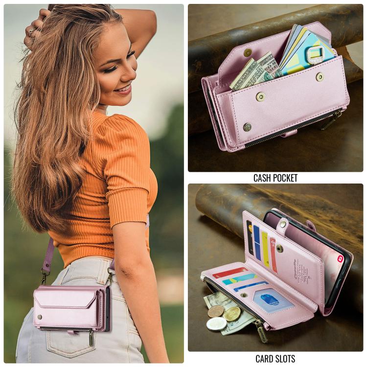 CaseMe C36 Card Slots Zipper Wallet RFID Anti-theft Leather Phone Case
