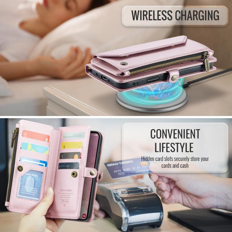 CaseMe C36 Card Slots Zipper Wallet RFID Anti-theft Leather Phone Case