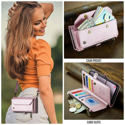 CaseMe C36 Card Slots Zipper Wallet RFID Anti-theft Leather Phone Case, For Galaxy A17 4G, For Galaxy Z Fold7, For Galaxy S25 Edge 5G, For Galaxy A56 5G, For Galaxy A36, For Galaxy S24 FE 5G