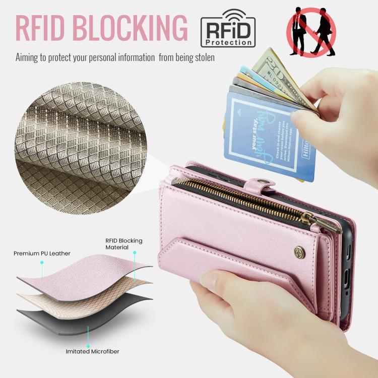 CaseMe C36 Card Slots Zipper Wallet RFID Anti-theft Leather Phone Case, For Galaxy A17 4G, For Galaxy Z Fold7, For Galaxy S25 Edge 5G, For Galaxy A56 5G, For Galaxy A36, For Galaxy S24 FE 5G