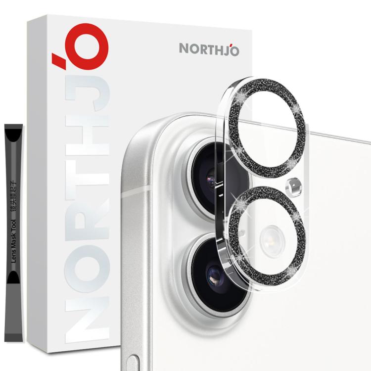 NORTHJO Camera Lens Protector Glitter Ring 3D Tempered Glass Film