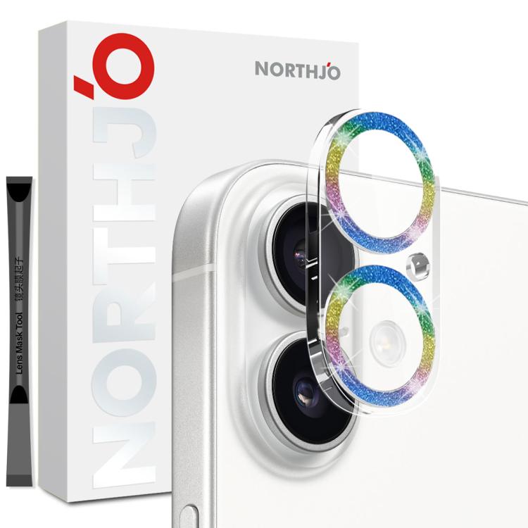 NORTHJO Camera Lens Protector Glitter Ring 3D Tempered Glass Film