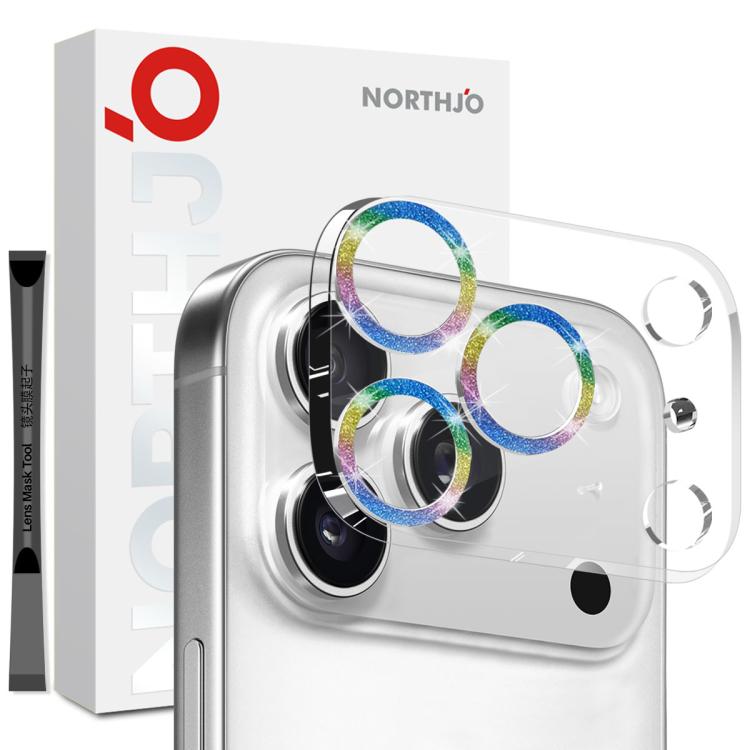 NORTHJO Camera Lens Protector Glitter Ring 3D Tempered Glass Film