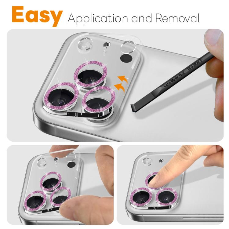 NORTHJO Camera Lens Protector Glitter Ring 3D Tempered Glass Film