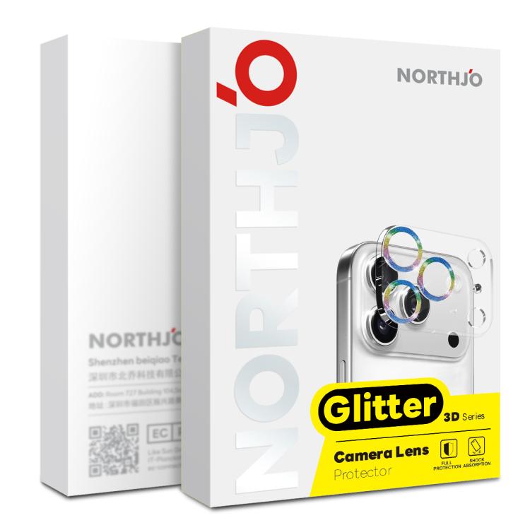 NORTHJO Camera Lens Protector Glitter Ring 3D Tempered Glass Film