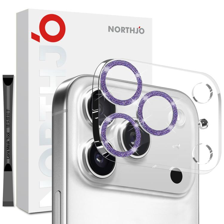 NORTHJO Camera Lens Protector Glitter Ring 3D Tempered Glass Film