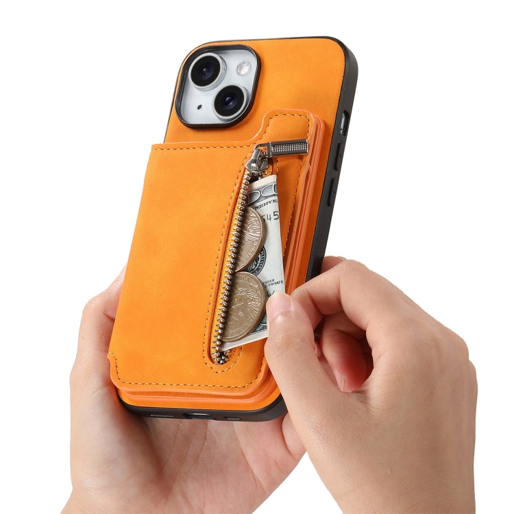 Retro MagSafe Zipper Wallet Card Bag Back Phone Case