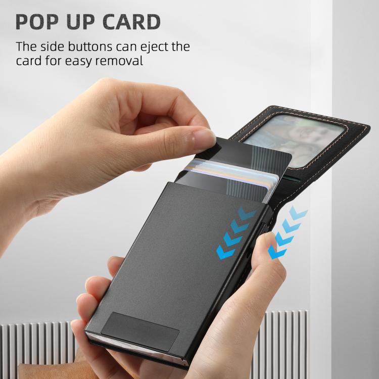 Suteni H19 Litchi Grain 2-in-1 MagSafe Removable Card Box Back Phone Case