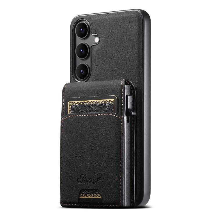 Suteni H19 Litchi Texture 2-in-1 MagSafe Removable Card Case Back Phone Case, For Samsung Galaxy S26+ 5G, For Samsung Galaxy S26 Ultra 5G, For Samsung Galaxy S25 5G, For Samsung Galaxy S25+ 5G, For Samsung Galaxy S25 Ultra 5G                           ...