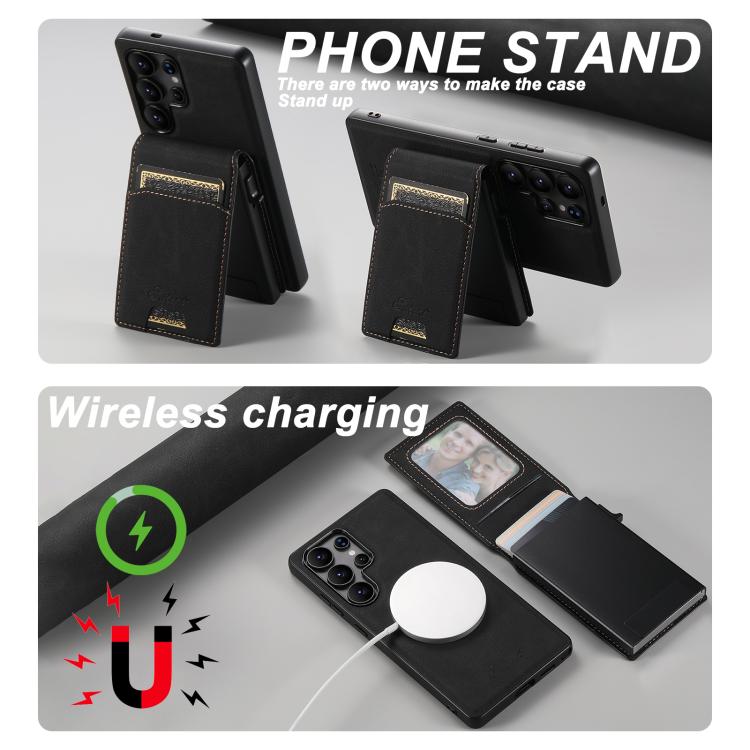 Suteni H19 Litchi Texture 2-in-1 MagSafe Removable Card Case Back Phone Case, For Samsung Galaxy S26+ 5G, For Samsung Galaxy S26 Ultra 5G, For Samsung Galaxy S25 5G, For Samsung Galaxy S25+ 5G, For Samsung Galaxy S25 Ultra 5G                           ...