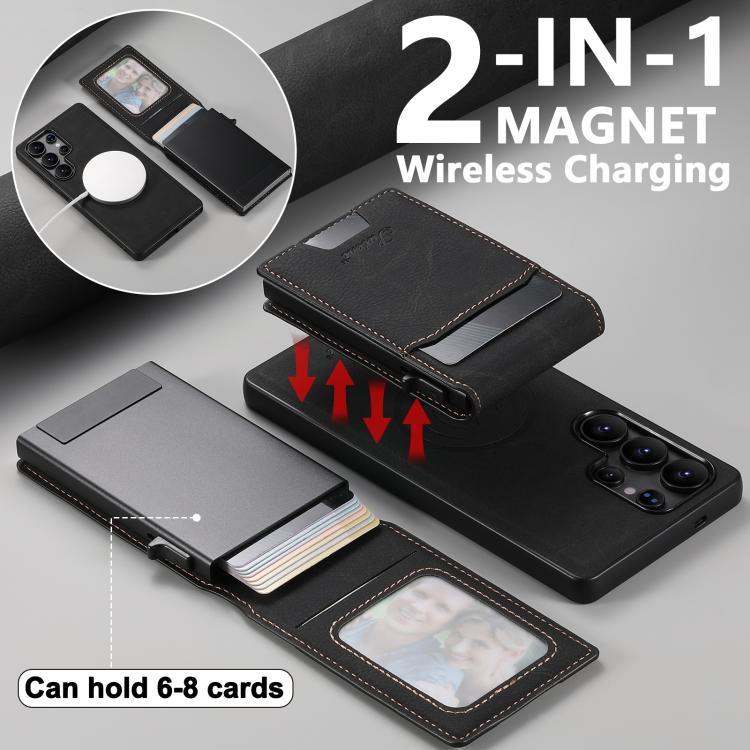 Suteni H19 Litchi Texture 2-in-1 MagSafe Removable Card Case Back Phone Case, For Samsung Galaxy S26+ 5G, For Samsung Galaxy S26 Ultra 5G, For Samsung Galaxy S25 5G, For Samsung Galaxy S25+ 5G, For Samsung Galaxy S25 Ultra 5G                           ...