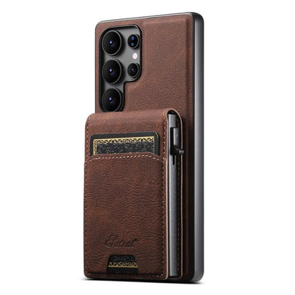 Suteni H19 Litchi Texture 2-in-1 MagSafe Removable Card Case Back Phone Case, For Samsung Galaxy S26+ 5G, For Samsung Galaxy S26 Ultra 5G, For Samsung Galaxy S25 5G, For Samsung Galaxy S25+ 5G, For Samsung Galaxy S25 Ultra 5G                           ...