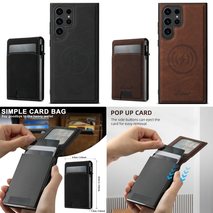 Suteni H19 Litchi Texture 2-in-1 MagSafe Removable Card Case Back Phone Case, For Samsung Galaxy S26+ 5G, For Samsung Galaxy S26 Ultra 5G, For Samsung Galaxy S25 5G, For Samsung Galaxy S25+ 5G, For Samsung Galaxy S25 Ultra 5G                           ...