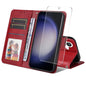 ENKAY Card Wallet Calf Texture Leather Phone Case with Screen Film, For Galaxy A36 5G, For Galaxy S25 5G, For Galaxy S25+ 5G, For Galaxy S25 Ultra 5G, For Galaxy S24 Ultra 5G, For Galaxy S24+ 5G, For Galaxy S24 5G, For Galaxy F16 / M16