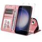 ENKAY Card Wallet Calf Texture Leather Phone Case with Screen Film, For Galaxy A36 5G, For Galaxy S25 5G, For Galaxy S25+ 5G, For Galaxy S25 Ultra 5G, For Galaxy S24 Ultra 5G, For Galaxy S24+ 5G, For Galaxy S24 5G, For Galaxy F16 / M16