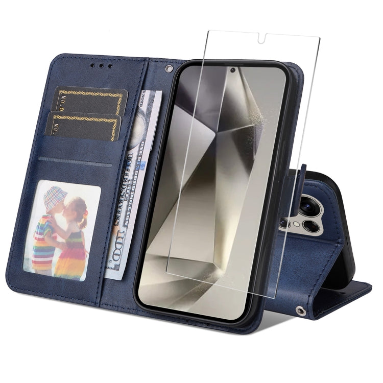 ENKAY Card Wallet Calf Texture Leather Phone Case with Screen Film, For Galaxy A36 5G, For Galaxy S25 5G, For Galaxy S25+ 5G, For Galaxy S25 Ultra 5G, For Galaxy S24 Ultra 5G, For Galaxy S24+ 5G, For Galaxy S24 5G, For Galaxy F16 / M16