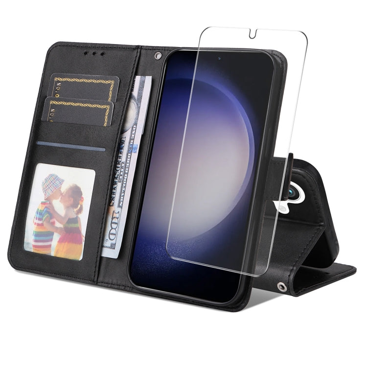 ENKAY Card Wallet Calf Texture Leather Phone Case with Screen Film, For Galaxy A36 5G, For Galaxy S25 5G, For Galaxy S25+ 5G, For Galaxy S25 Ultra 5G, For Galaxy S24 Ultra 5G, For Galaxy S24+ 5G, For Galaxy S24 5G, For Galaxy F16 / M16