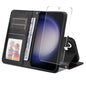 ENKAY Card Wallet Calf Texture Leather Phone Case with Screen Film, For Galaxy A36 5G, For Galaxy S25 5G, For Galaxy S25+ 5G, For Galaxy S25 Ultra 5G, For Galaxy S24 Ultra 5G, For Galaxy S24+ 5G, For Galaxy S24 5G, For Galaxy F16 / M16