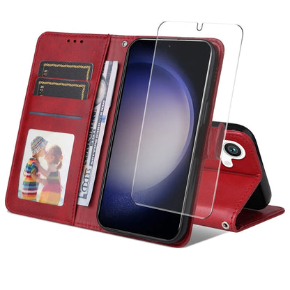 ENKAY Card Wallet Calf Texture Leather Phone Case with Screen Film, For Galaxy A36 5G, For Galaxy S25 5G, For Galaxy S25+ 5G, For Galaxy S25 Ultra 5G, For Galaxy S24 Ultra 5G, For Galaxy S24+ 5G, For Galaxy S24 5G, For Galaxy F16 / M16