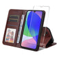 ENKAY Card Wallet Calf Texture Leather Phone Case with Screen Film, For Galaxy A36 5G, For Galaxy S25 5G, For Galaxy S25+ 5G, For Galaxy S25 Ultra 5G, For Galaxy S24 Ultra 5G, For Galaxy S24+ 5G, For Galaxy S24 5G, For Galaxy F16 / M16