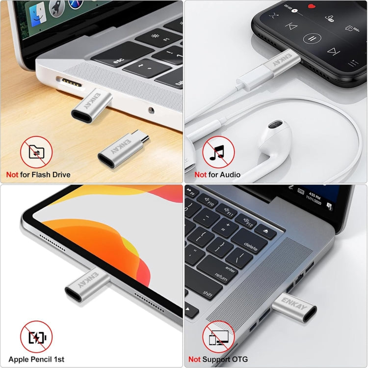 ENKAY ENK-AT120 Aluminium Alloy 8 Pin to Type-C Data Transfer & Charging Adapter