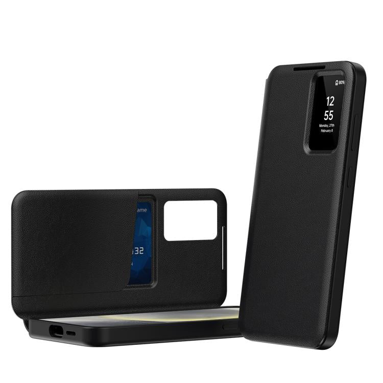 Smart View Window Leather Phone Case with Card Slot, For Galaxy S25 FE 5G, For Galaxy A17, For Galaxy Z Fold7 5G, For Galaxy S25 Edge 5G, For Galaxy A56 5G, For Samsung Galaxy S25 5G, For Samsung Galaxy S25+ 5G, For Samsung Galaxy S25 Ultra 5G
