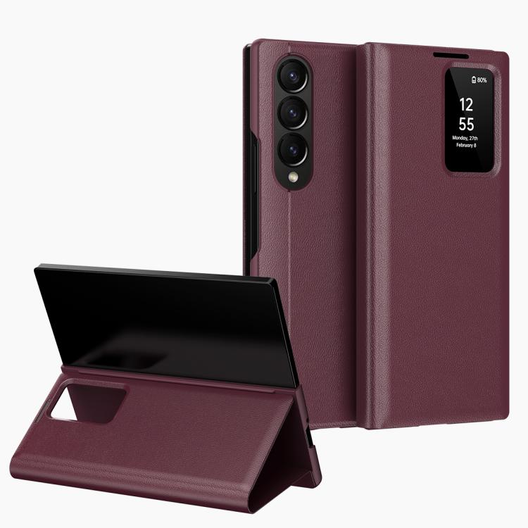 Smart View Window Leather Phone Case with Card Slot, For Samsung Galaxy Z Fold3 5G