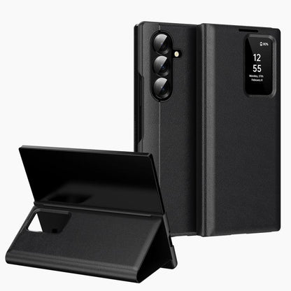 Smart View Window Leather Phone Case with Card Slot, For Galaxy S25 FE 5G, For Galaxy A17, For Galaxy Z Fold7 5G, For Galaxy S25 Edge 5G, For Galaxy A56 5G, For Samsung Galaxy S25 5G, For Samsung Galaxy S25+ 5G, For Samsung Galaxy S25 Ultra 5G