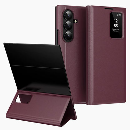 Smart View Window Leather Phone Case with Card Slot, For Galaxy Z Fold8 5G, For Galaxy S26 FE 5G, For Galaxy Fold8 Ultra 5G, For Galaxy Z TriFold, For Galaxy S26 Ultra 5G, For Galaxy A57 5G, For Galaxy A37 5G, For Galaxy A27 5G