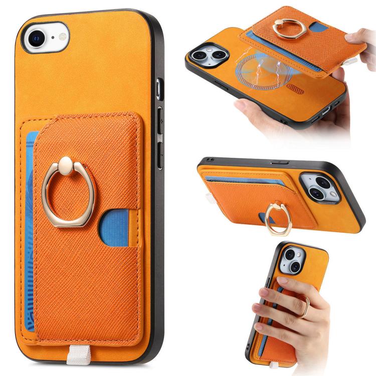 Retro Cross Leather Ring Side Insert Card Bag MagSafe Phone Case