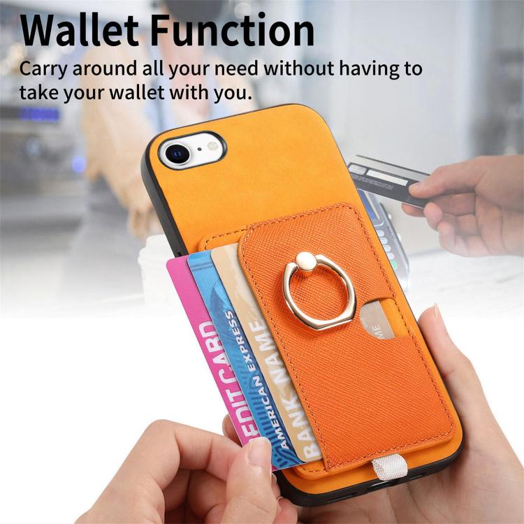 Retro Cross Leather Ring Side Insert Card Bag MagSafe Phone Case