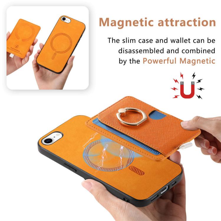 Retro Cross Leather Ring Side Insert Card Bag MagSafe Phone Case