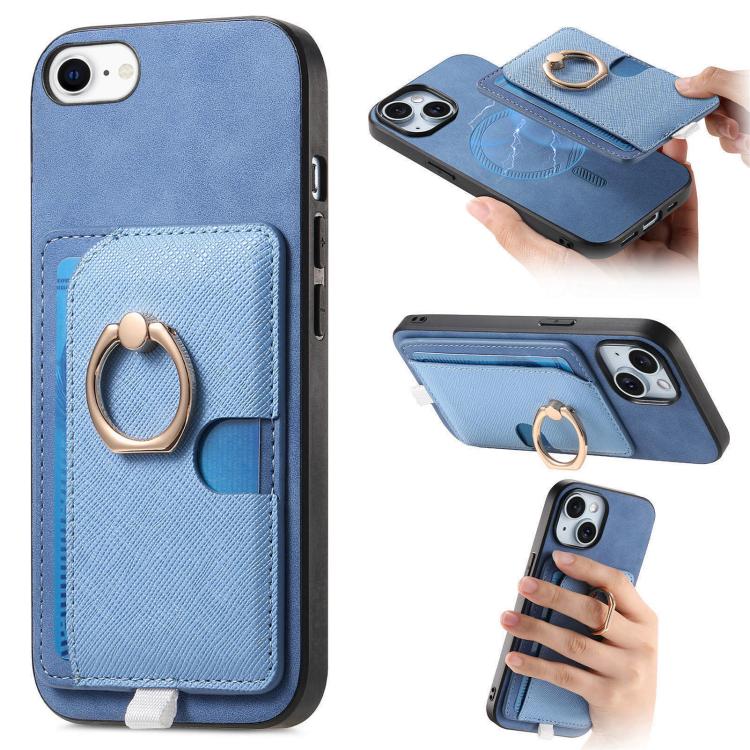 Retro Cross Leather Ring Side Insert Card Bag MagSafe Phone Case