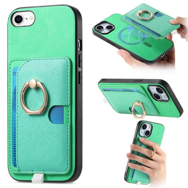 Retro Cross Leather Ring Side Insert Card Bag MagSafe Phone Case