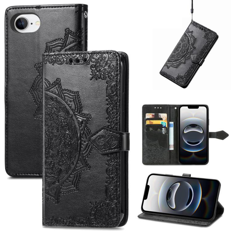 Mandala Flower Embossed Leather Phone Case
