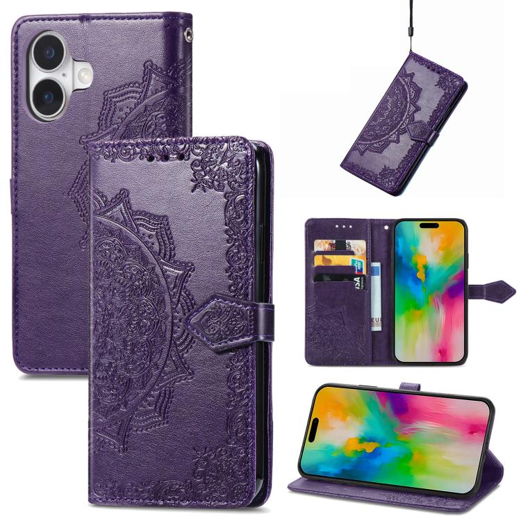 Mandala Flower Embossed Leather Phone Case