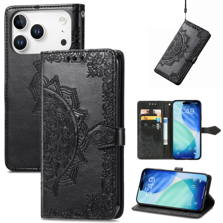 Mandala Flower Embossed Leather Phone Case