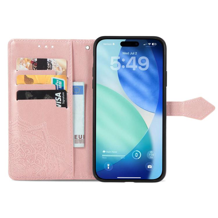 Mandala Flower Embossed Leather Phone Case