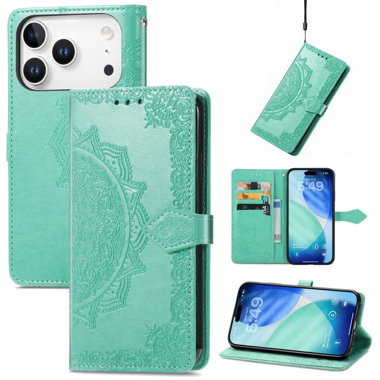 Mandala Flower Embossed Leather Phone Case