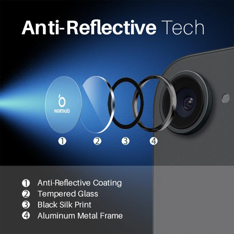 NORTHJO Camera Lens Protector CD Metal Ring Tempered Glass Film