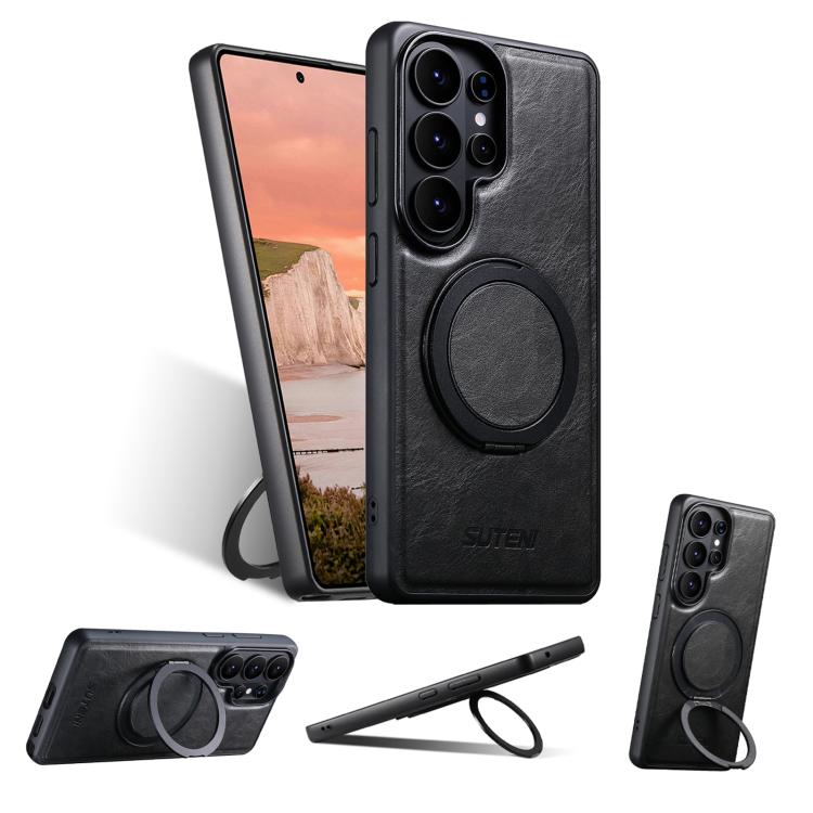 Suteni G3 Oil Wax 360 Rotation Holder MagSafe Back Phone Case, For Samsung Galaxy S26 Ultra 5G, For Samsung Galaxy S25 5G, For Samsung Galaxy S25+ 5G, For Samsung Galaxy S25 Ultra 5G, For Samsung Galaxy S24 Ultra 5G, For Samsung Galaxy S24+ 5G         ...