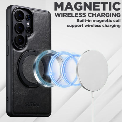 Suteni G3 Oil Wax 360 Rotation Holder MagSafe Back Phone Case, For Samsung Galaxy S26 Ultra 5G, For Samsung Galaxy S25 5G, For Samsung Galaxy S25+ 5G, For Samsung Galaxy S25 Ultra 5G, For Samsung Galaxy S24 Ultra 5G, For Samsung Galaxy S24+ 5G         ...