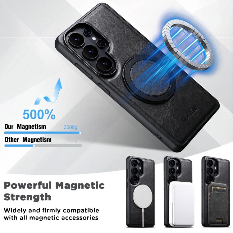 Suteni G3 Oil Wax 360 Rotation Holder MagSafe Back Phone Case, For Samsung Galaxy S26 Ultra 5G, For Samsung Galaxy S25 5G, For Samsung Galaxy S25+ 5G, For Samsung Galaxy S25 Ultra 5G, For Samsung Galaxy S24 Ultra 5G, For Samsung Galaxy S24+ 5G         ...