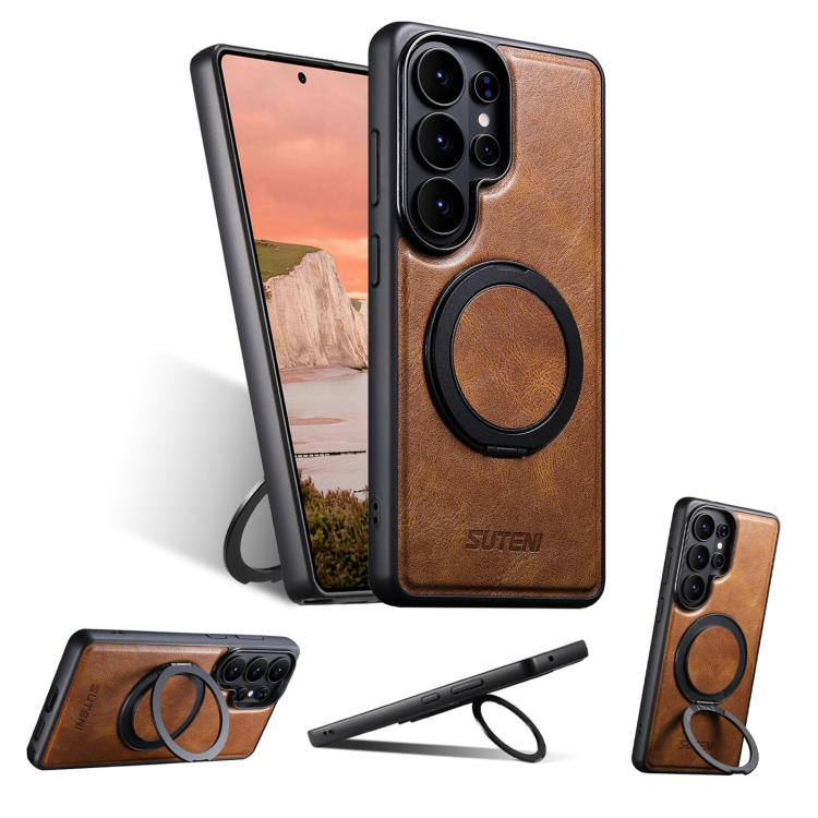 Suteni G3 Oil Wax 360 Rotation Holder MagSafe Back Phone Case, For Samsung Galaxy S26 Ultra 5G, For Samsung Galaxy S25 5G, For Samsung Galaxy S25+ 5G, For Samsung Galaxy S25 Ultra 5G, For Samsung Galaxy S24 Ultra 5G, For Samsung Galaxy S24+ 5G         ...
