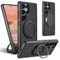Suteni G3 Carbon Fiber Leather 360 Rotation Holder MagSafe Phone Case, For Samsung Galaxy S26 Ultra 5G, For Samsung Galaxy S25 5G, For Samsung Galaxy S25+ 5G, For Samsung Galaxy S25 Ultra 5G, For Samsung Galaxy S24 Ultra 5G, For Samsung Galaxy S24+ 5G ...