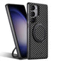 Suteni G3 Carbon Fiber Leather 360 Rotation Holder MagSafe Phone Case, For Samsung Galaxy S26 Ultra 5G, For Samsung Galaxy S25 5G, For Samsung Galaxy S25+ 5G, For Samsung Galaxy S25 Ultra 5G, For Samsung Galaxy S24 Ultra 5G, For Samsung Galaxy S24+ 5G ...