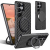 Suteni G3 Carbon Fiber Leather 360 Rotation Holder MagSafe Phone Case, For Samsung Galaxy S26 Ultra 5G, For Samsung Galaxy S25 5G, For Samsung Galaxy S25+ 5G, For Samsung Galaxy S25 Ultra 5G, For Samsung Galaxy S24 Ultra 5G, For Samsung Galaxy S24+ 5G ...
