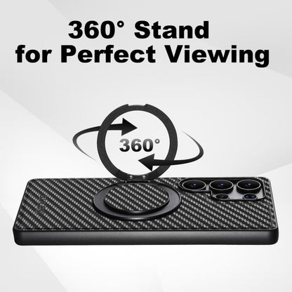 Suteni G3 Carbon Fiber Leather 360 Rotation Holder MagSafe Phone Case, For Samsung Galaxy S26 Ultra 5G, For Samsung Galaxy S25 5G, For Samsung Galaxy S25+ 5G, For Samsung Galaxy S25 Ultra 5G, For Samsung Galaxy S24 Ultra 5G, For Samsung Galaxy S24+ 5G ...