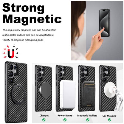 Suteni G3 Carbon Fiber Leather 360 Rotation Holder MagSafe Phone Case, For Samsung Galaxy S26 Ultra 5G, For Samsung Galaxy S25 5G, For Samsung Galaxy S25+ 5G, For Samsung Galaxy S25 Ultra 5G, For Samsung Galaxy S24 Ultra 5G, For Samsung Galaxy S24+ 5G ...