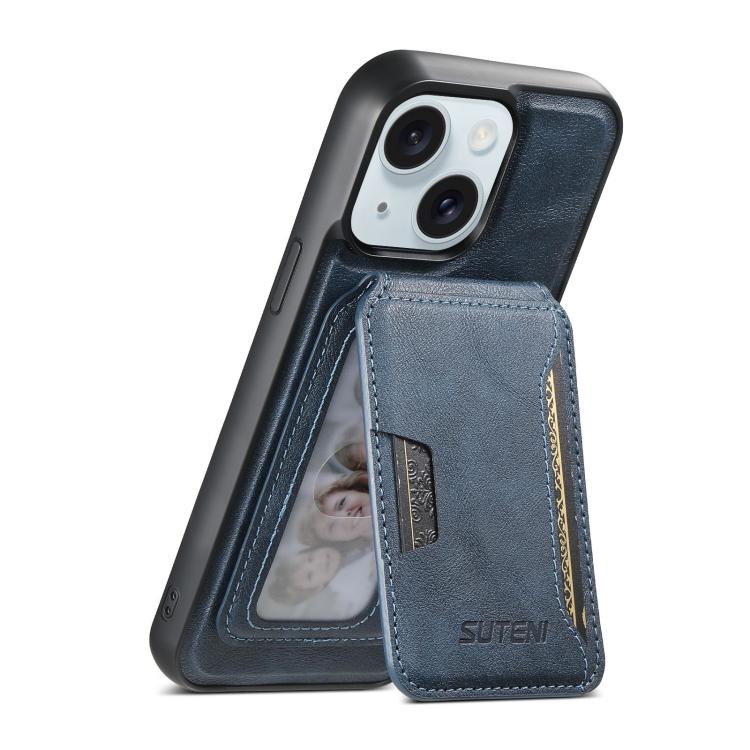 Suteni M3 Card Bag MagSafe Cowhide Texture Leather Phone Case